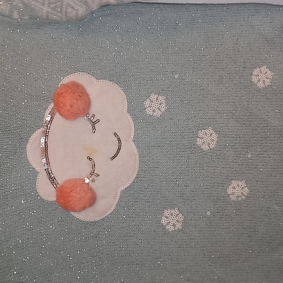 Snowflake and Cloud Sequin Pom Pom Sweater Size 5/6 - Picture 2 of 9